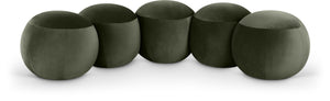 Meridian Furniture Apollo Art Deco Emerald Velvet Upholstered Bench with Sculptural Cushion Detailing 22099Green
