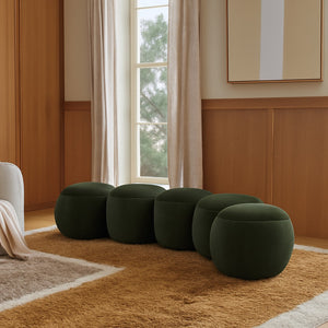 Meridian Furniture Apollo Art Deco Emerald Velvet Upholstered Bench with Sculptural Cushion Detailing 22099Green
