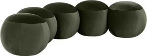 Meridian Furniture Apollo Art Deco Emerald Velvet Upholstered Bench with Sculptural Cushion Detailing 22099Green
