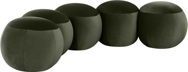Meridian Furniture Apollo Art Deco Emerald Velvet Upholstered Bench with Sculptural Cushion Detailing 22099Green