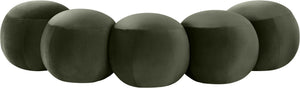 Meridian Furniture Apollo Art Deco Emerald Velvet Upholstered Bench with Sculptural Cushion Detailing 22099Green