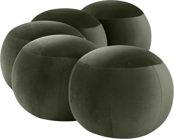 Meridian Furniture Apollo Art Deco Emerald Velvet Upholstered Bench with Sculptural Cushion Detailing 22099Green
