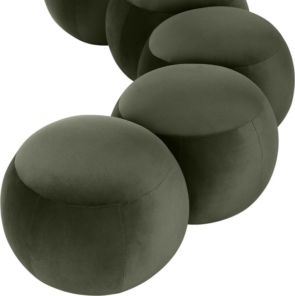 Meridian Furniture Apollo Art Deco Emerald Velvet Upholstered Bench with Sculptural Cushion Detailing 22099Green