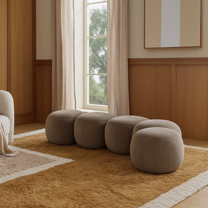 Meridian Furniture Apollo Art Deco Velvet Upholstered Bench with Circular Tufting for Bedroom or Entryway 22099Taupe