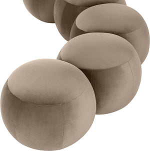 Meridian Furniture Apollo Art Deco Velvet Upholstered Bench with Circular Tufting for Bedroom or Entryway 22099Taupe