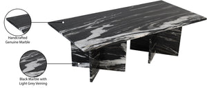 Meridian Furniture Verona Handcrafted Stone Top Coffee Table with Sculptural Base for Modern Living Rooms Black Genuine Marble 220Black-CT