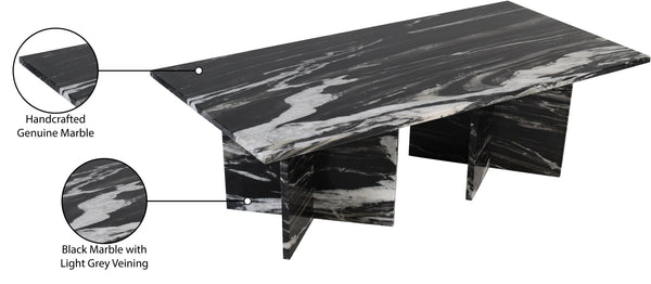 Meridian Furniture Verona Handcrafted Stone Top Coffee Table with Sculptural Base for Modern Living Rooms Black Genuine Marble 220Black-CT