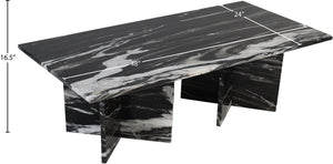 Meridian Furniture Verona Handcrafted Stone Top Coffee Table with Sculptural Base for Modern Living Rooms Black Genuine Marble 220Black-CT