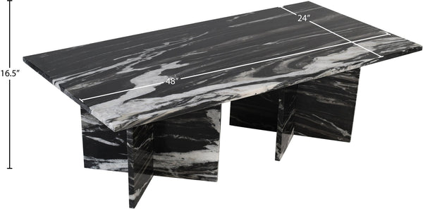 Meridian Furniture Verona Handcrafted Stone Top Coffee Table with Sculptural Base for Modern Living Rooms Black Genuine Marble 220Black-CT