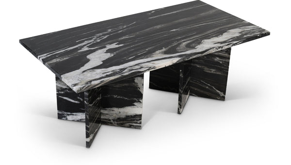 Meridian Furniture Verona Handcrafted Stone Top Coffee Table with Sculptural Base for Modern Living Rooms Black Genuine Marble 220Black-CT