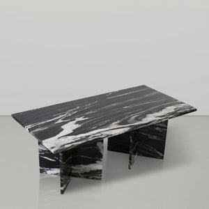Meridian Furniture Verona Handcrafted Stone Top Coffee Table with Sculptural Base for Modern Living Rooms Black Genuine Marble 220Black-CT