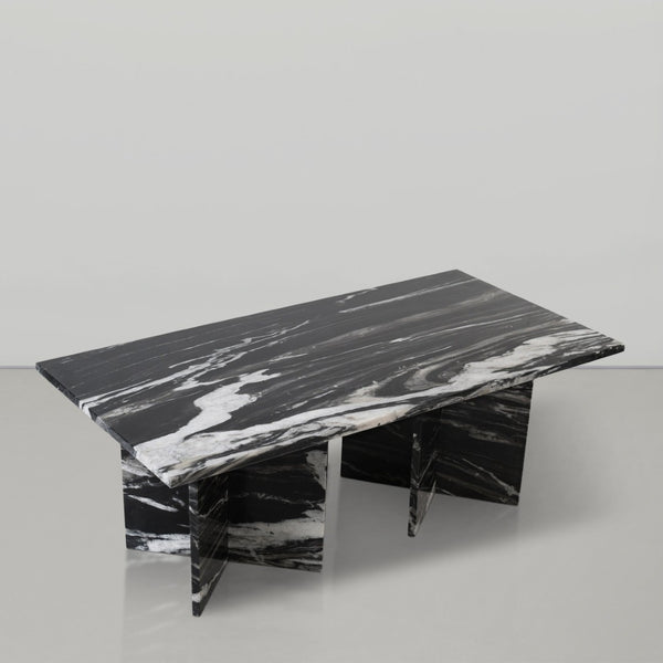 Meridian Furniture Verona Handcrafted Stone Top Coffee Table with Sculptural Base for Modern Living Rooms Black Genuine Marble 220Black-CT