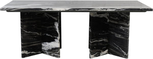 Meridian Furniture Verona Handcrafted Stone Top Coffee Table with Sculptural Base for Modern Living Rooms Black Genuine Marble 220Black-CT