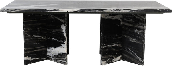 Meridian Furniture Verona Handcrafted Stone Top Coffee Table with Sculptural Base for Modern Living Rooms Black Genuine Marble 220Black-CT