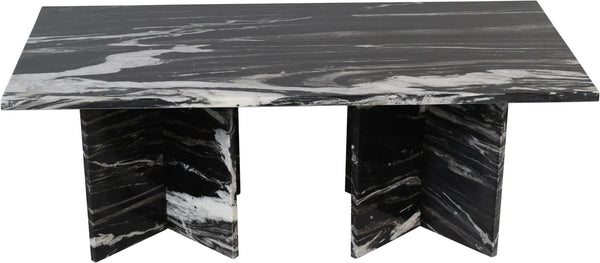 Meridian Furniture Verona Handcrafted Stone Top Coffee Table with Sculptural Base for Modern Living Rooms Black Genuine Marble 220Black-CT