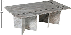 Meridian Furniture Verona Handcrafted Stone Top Coffee Table with Sculptural Base for Modern Living Rooms Brown Genuine Marble 220Brown-CT