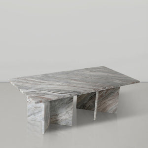 Meridian Furniture Verona Handcrafted Stone Top Coffee Table with Sculptural Base for Modern Living Rooms Brown Genuine Marble 220Brown-CT