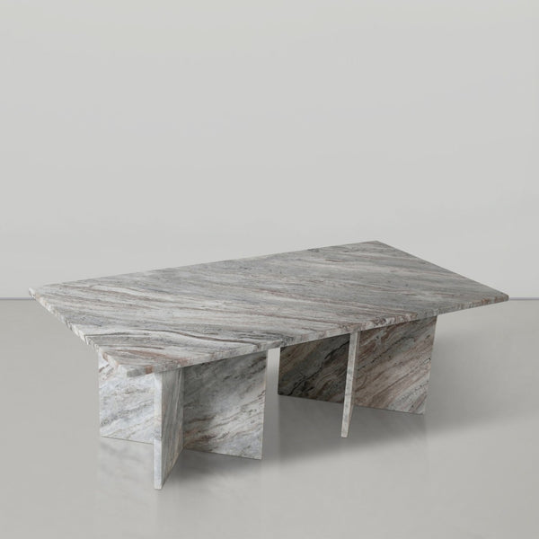 Meridian Furniture Verona Handcrafted Stone Top Coffee Table with Sculptural Base for Modern Living Rooms Brown Genuine Marble 220Brown-CT