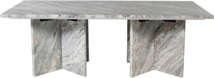 Meridian Furniture Verona Handcrafted Stone Top Coffee Table with Sculptural Base for Modern Living Rooms Brown Genuine Marble 220Brown-CT