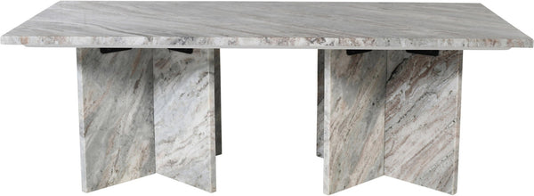 Meridian Furniture Verona Handcrafted Stone Top Coffee Table with Sculptural Base for Modern Living Rooms Brown Genuine Marble 220Brown-CT