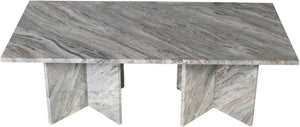 Meridian Furniture Verona Handcrafted Stone Top Coffee Table with Sculptural Base for Modern Living Rooms Brown Genuine Marble 220Brown-CT