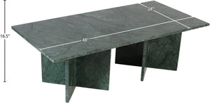 Meridian Furniture Verona Handcrafted Stone Top Coffee Table with Sculptural Base for Modern Living Rooms Green Genuine Marble 220Green-CT