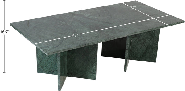 Meridian Furniture Verona Handcrafted Stone Top Coffee Table with Sculptural Base for Modern Living Rooms Green Genuine Marble 220Green-CT