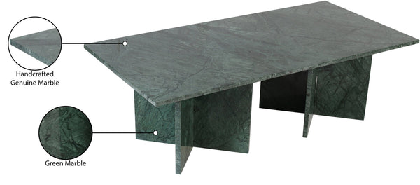 Meridian Furniture Verona Handcrafted Stone Top Coffee Table with Sculptural Base for Modern Living Rooms Green Genuine Marble 220Green-CT