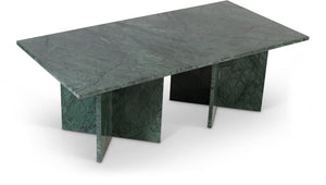 Meridian Furniture Verona Handcrafted Stone Top Coffee Table with Sculptural Base for Modern Living Rooms Green Genuine Marble 220Green-CT