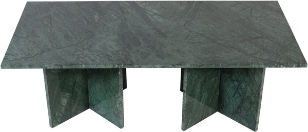Meridian Furniture Verona Handcrafted Stone Top Coffee Table with Sculptural Base for Modern Living Rooms Green Genuine Marble 220Green-CT