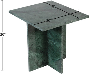 Meridian Furniture Verona Handcrafted Genuine Marble End Table with Sculptural Base for Modern Living Rooms Green 220Green-ET
