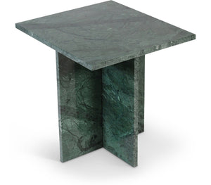 Meridian Furniture Verona Handcrafted Genuine Marble End Table with Sculptural Base for Modern Living Rooms Green 220Green-ET