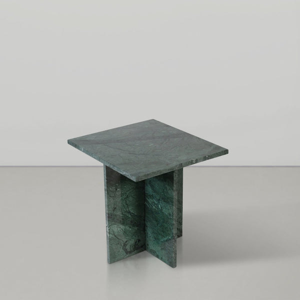 Meridian Furniture Verona Handcrafted Genuine Marble End Table with Sculptural Base for Modern Living Rooms Green 220Green-ET