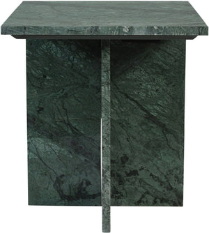 Meridian Furniture Verona Handcrafted Genuine Marble End Table with Sculptural Base for Modern Living Rooms Green 220Green-ET