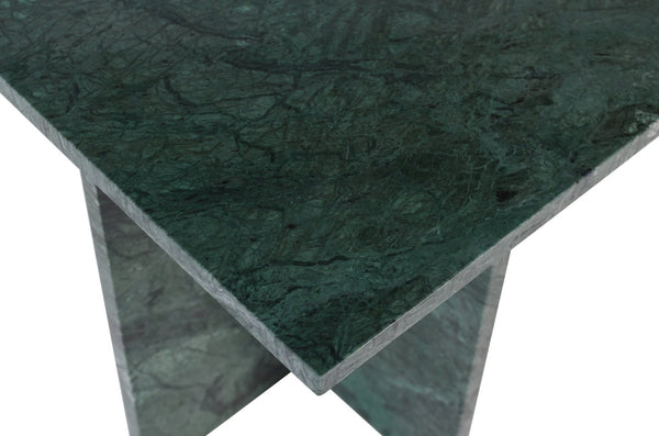 Meridian Furniture Verona Handcrafted Genuine Marble End Table with Sculptural Base for Modern Living Rooms Green 220Green-ET
