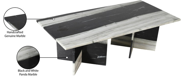 Meridian Furniture Verona Handcrafted Stone Top Coffee Table with Sculptural Base for Modern Living Rooms Panda Genuine Marble 220Panda-CT