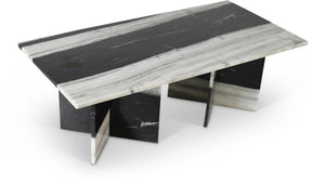 Meridian Furniture Verona Handcrafted Stone Top Coffee Table with Sculptural Base for Modern Living Rooms Panda Genuine Marble 220Panda-CT