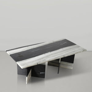 Meridian Furniture Verona Handcrafted Stone Top Coffee Table with Sculptural Base for Modern Living Rooms Panda Genuine Marble 220Panda-CT