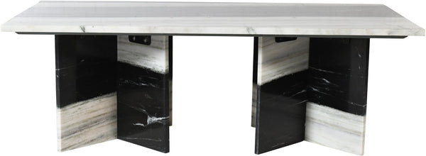 Meridian Furniture Verona Handcrafted Stone Top Coffee Table with Sculptural Base for Modern Living Rooms Panda Genuine Marble 220Panda-CT
