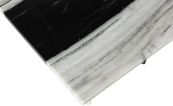 Meridian Furniture Verona Handcrafted Stone Top Coffee Table with Sculptural Base for Modern Living Rooms Panda Genuine Marble 220Panda-CT