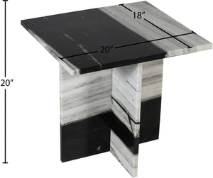 Meridian Furniture Verona Handcrafted Genuine Marble End Table with Sculptural Base for Modern Living Rooms Panda 220Panda-ET