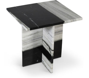 Meridian Furniture Verona Handcrafted Genuine Marble End Table with Sculptural Base for Modern Living Rooms Panda 220Panda-ET