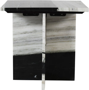 Meridian Furniture Verona Handcrafted Genuine Marble End Table with Sculptural Base for Modern Living Rooms Panda 220Panda-ET