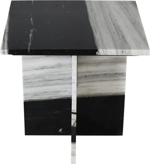 Meridian Furniture Verona Handcrafted Genuine Marble End Table with Sculptural Base for Modern Living Rooms Panda 220Panda-ET