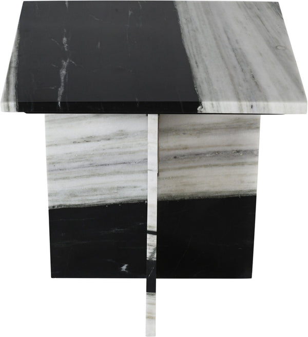 Meridian Furniture Verona Handcrafted Genuine Marble End Table with Sculptural Base for Modern Living Rooms Panda 220Panda-ET