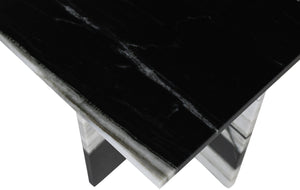 Meridian Furniture Verona Handcrafted Genuine Marble End Table with Sculptural Base for Modern Living Rooms Panda 220Panda-ET