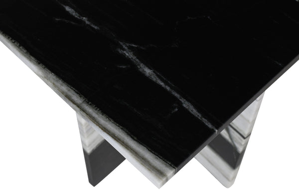 Meridian Furniture Verona Handcrafted Genuine Marble End Table with Sculptural Base for Modern Living Rooms Panda 220Panda-ET