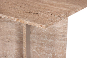 Meridian Furniture Verona Handcrafted Stone Top Coffee Table with Sculptural Base for Modern Living Rooms Natural Travertine 220Travertine-CT