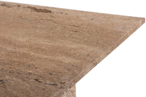 Meridian Furniture Verona Handcrafted Stone Top Coffee Table with Sculptural Base for Modern Living Rooms Natural Travertine 220Travertine-CT