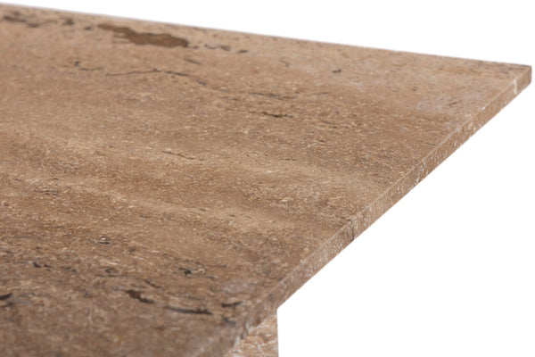 Meridian Furniture Verona Handcrafted Stone Top Coffee Table with Sculptural Base for Modern Living Rooms Natural Travertine 220Travertine-CT